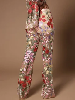 Elegant Regular Fit Floral Fashion Pants