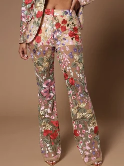 Elegant Regular Fit Floral Fashion Pants