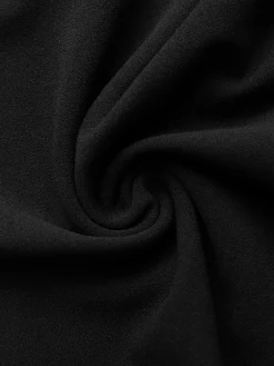 Elegant Regular Fit Stand Collar Plain Dress With Brooch