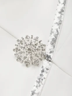 Elegant Rhinestone-Trim Midi Dress