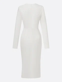 Elegant Rhinestone-Trim Midi Dress