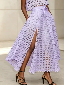 Elegant Side-Slit Plain Maxi Skirt