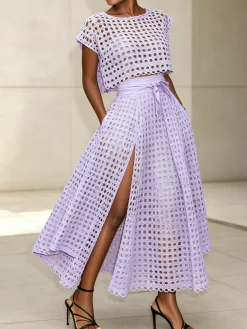 Elegant Side-Slit Plain Maxi Skirt
