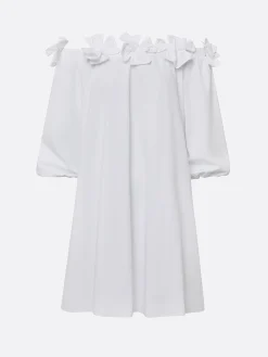 Elegant Solid Cold Shoulder A-Line Mini Dress