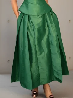 Elegant Solid Relaxed A-Line Maxi Skirt