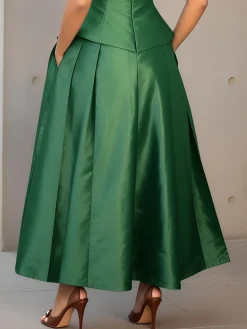 Elegant Solid Relaxed A-Line Maxi Skirt