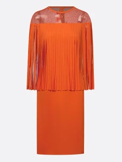 Elegant Solid Tassel Slim Fit Knee Length Dress