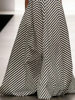 Elegant Striped Halter Maxi Dress