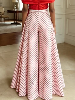 Elegant Striped Wide Leg Pants