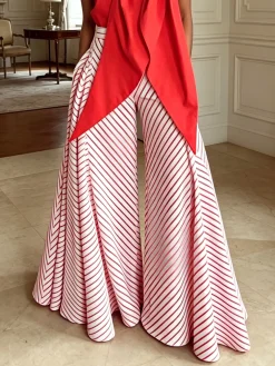 Elegant Striped Wide Leg Pants