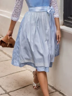 Elegant Velvet Lace Floral Dirndl Dress Three Piece