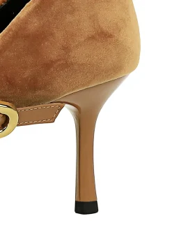 Elegant Velvet Paneled Adjustable Buckle Mary Jane Pumps