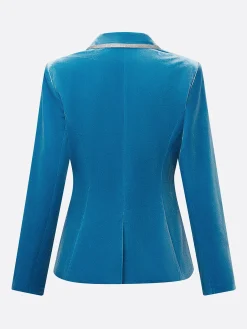 Elegant Velvet Piping Lapel Blazer