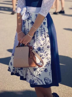Elegant V Neck Lace-Up Floral Dirndl Dress Three Piece