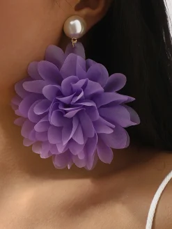 Exaggerated Floral Drop Earrings