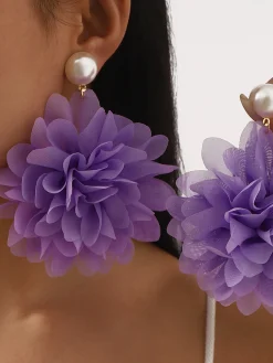 Exaggerated Floral Drop Earrings