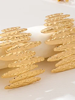Exaggerated Geometric Earrings With Pleats