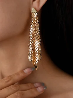 Geometric Diamond-Shaped Silver-Post Earrings