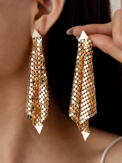 Geometric Diamond-Shaped Silver-Post Earrings