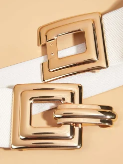 Geometric Hollow Out Metal Buckle Stretch Girdle