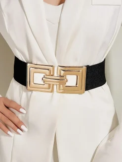 Geometric Hollow Out Metal Buckle Stretch Girdle