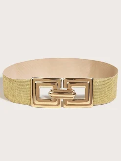 Geometric Hollow Out Metal Buckle Stretch Girdle