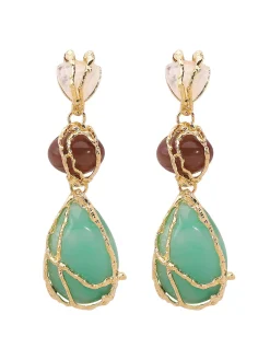 Glamorous Metallic Geometric Resin Dangle Earrings