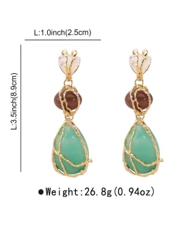 Glamorous Metallic Geometric Resin Dangle Earrings