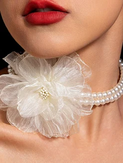 Handmade Beaded Flower Necklace