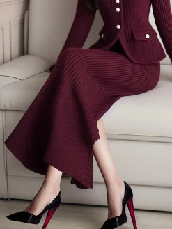 High Elasticity Elegant Maxi Sweater Skirt