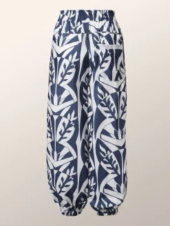 High Waist Casual Geometric Regular Fit Pants