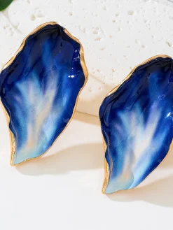 Irregular Pleated Drip-Glaze Earrings