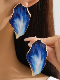 Irregular Pleated Drip-Glaze Earrings
