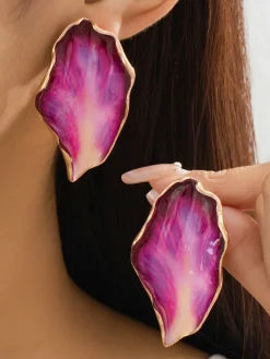 Irregular Pleated Drip-Glaze Earrings