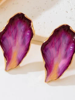 Irregular Pleated Drip-Glaze Earrings