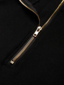 Jersey Urban Plain Zipper Turtleneck T-shirt