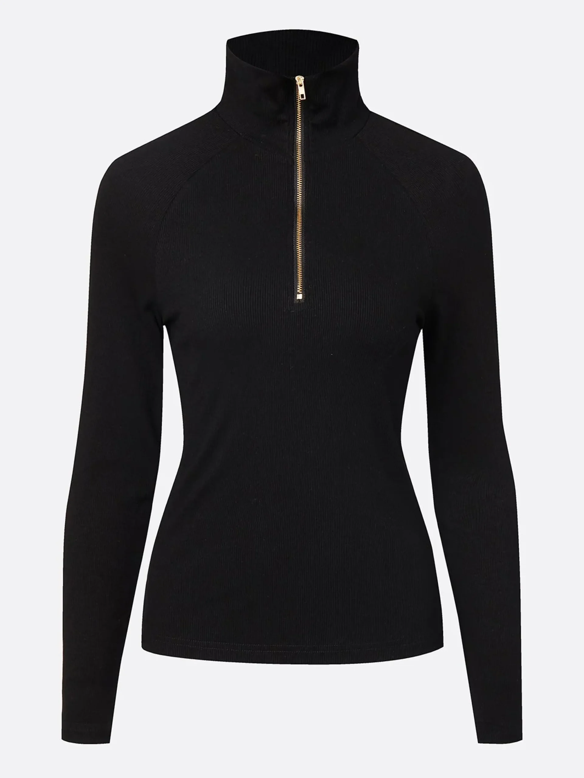 Jersey Urban Plain Zipper Turtleneck T-shirt