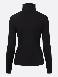 Jersey Urban Plain Zipper Turtleneck T-shirt