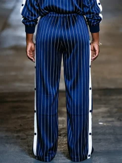Loose Casual Color Block Straight Pants