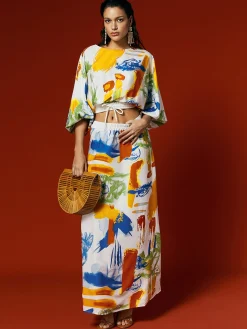 Loose Crew Neck Three Quarter Sleeve Vacation Blouse