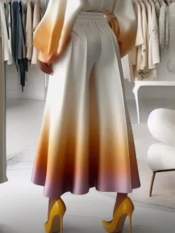 Loose Gradient Elegant Wide Leg Pants