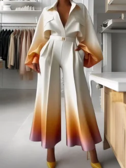 Loose Gradient Elegant Wide Leg Pants