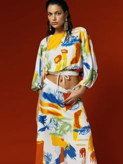 Loose Random Print Vacation Maxi Skirt