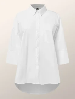 Loose Shirt Collar Plain Casual Blouse