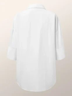 Loose Shirt Collar Plain Casual Blouse