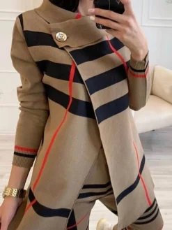 Loose Urban Off Shoulder Geometric Mid-long Sweater