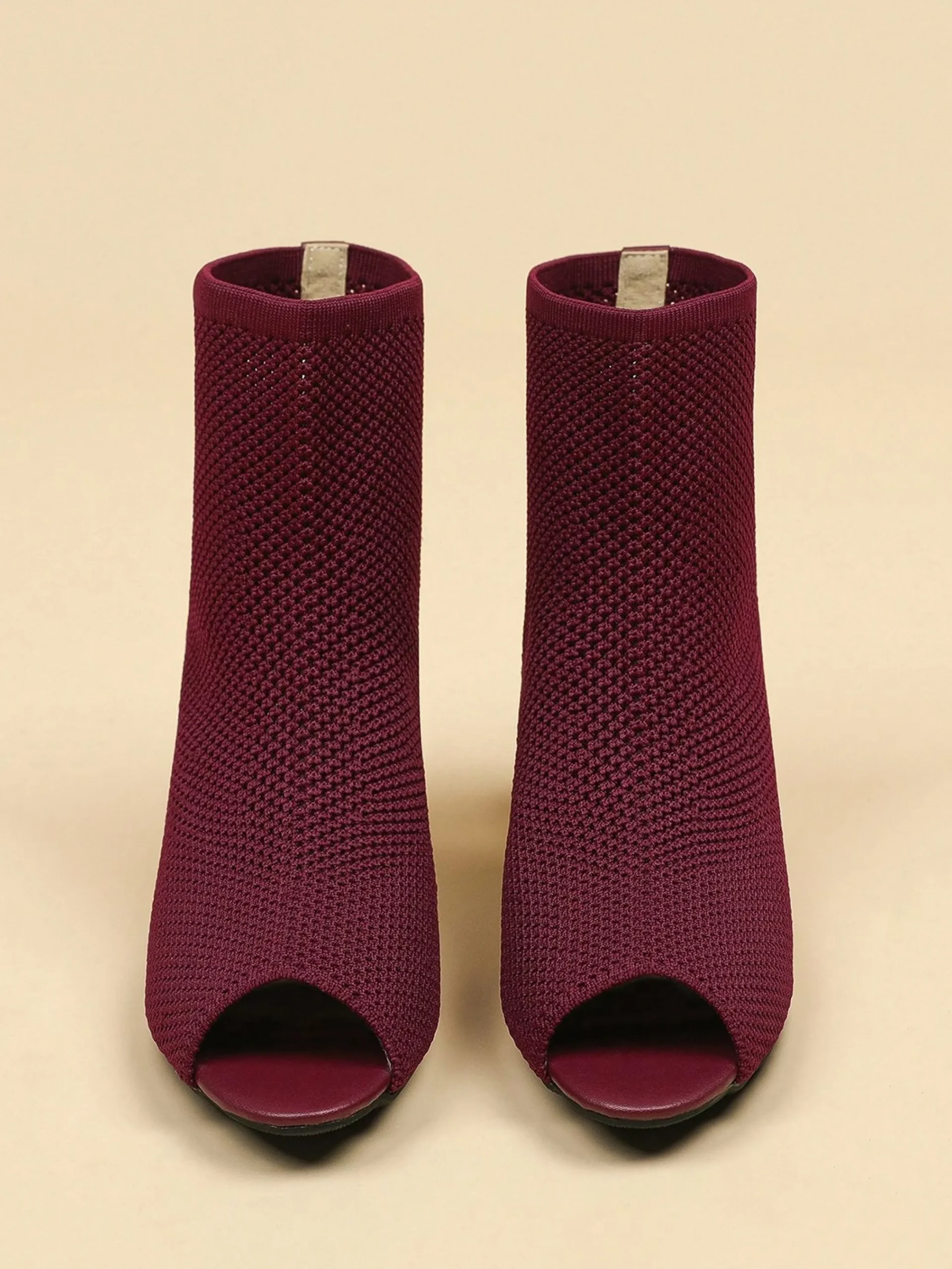 Minimalist Breathable Mesh Fabric Peep Toe Chunky Heel Boots