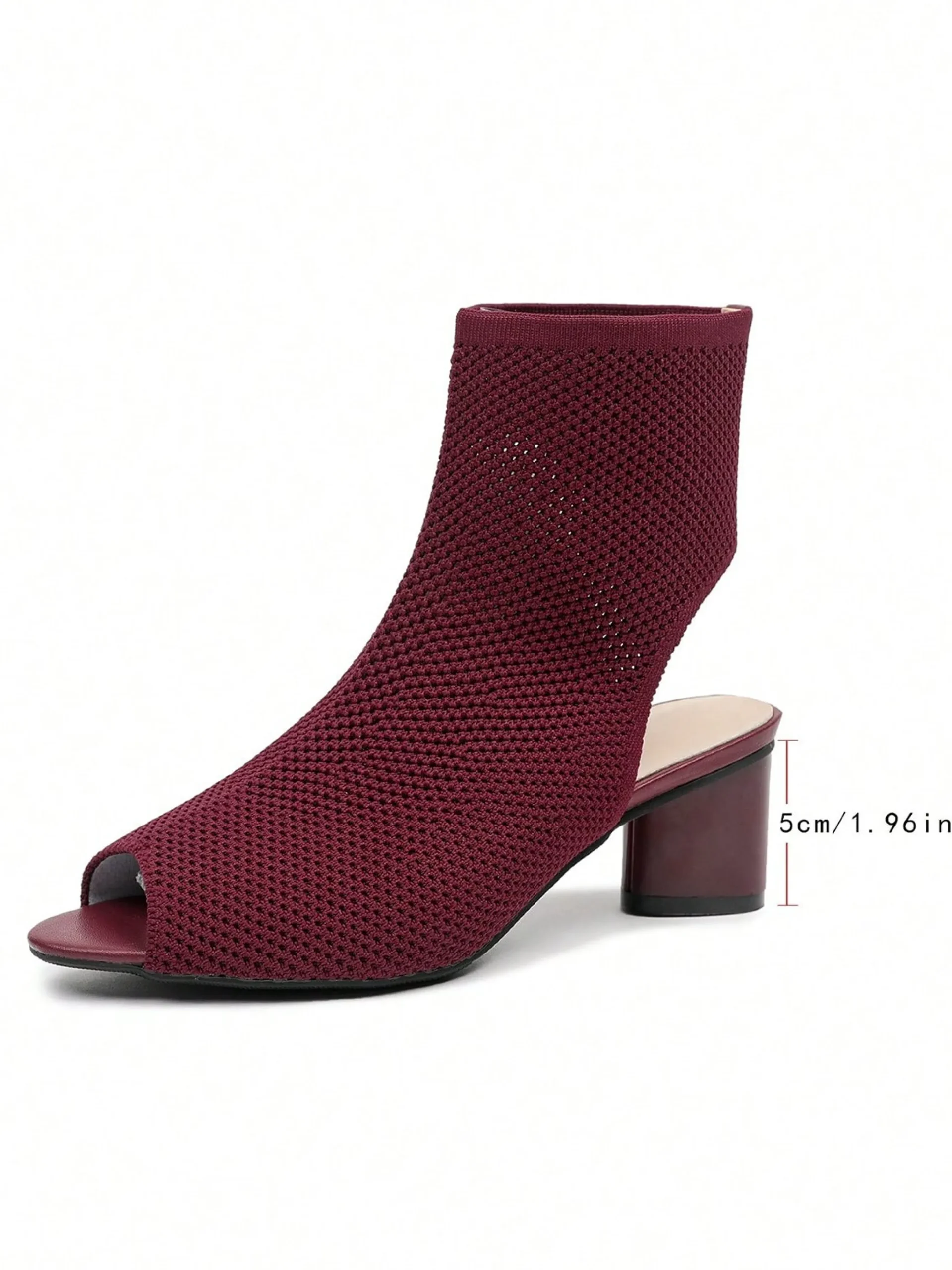 Minimalist Breathable Mesh Fabric Peep Toe Chunky Heel Boots
