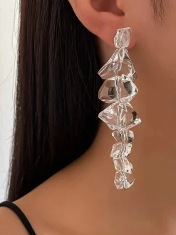 1pair Irregular Clear Acrylic Drop Earrings