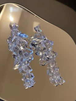1pair Irregular Clear Acrylic Drop Earrings